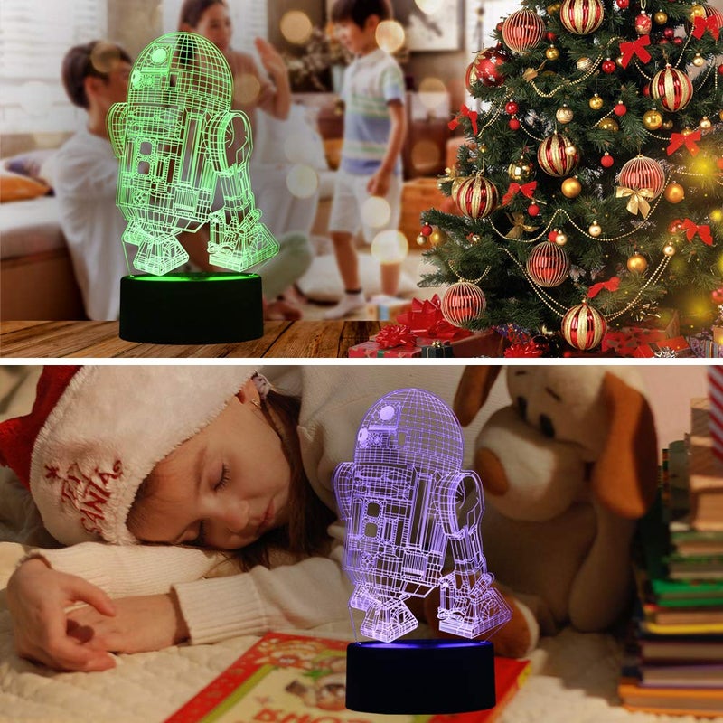 TITISKIN 3D Illusion LED Night Light,7 Colors Gradual Changing Touch Switch USB Table Lamp for Holiday Gifts or Home Decorations(R2-D2) - Image 5